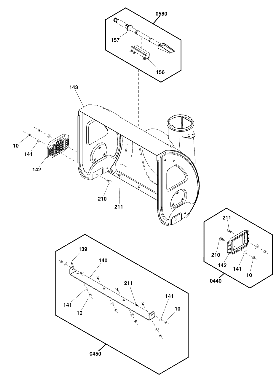 Auger Housing Group Diagram and Parts List for 1024L (1697439-00)(2021) Briggs and Stratton Snow Blower